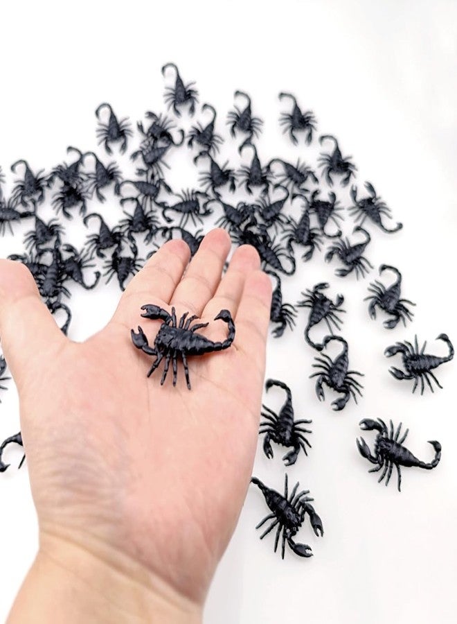 SaktopDeco 60 PCS Black Fake Plastic Scorpions Realistic Insects Prank Props Joke - Image 3